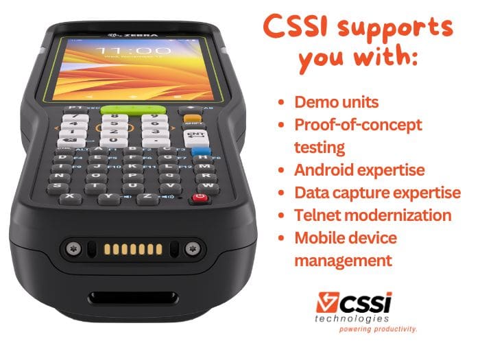 CSSI support services for Zebra MC3400 and MC3450