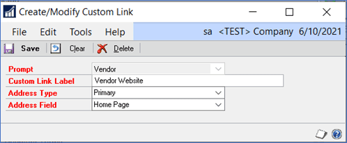create/modify custom link